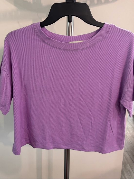 Zenana Outfitters Tops - Zenana Outfitters Lavender Ribbed Cropped Crewneck Top
